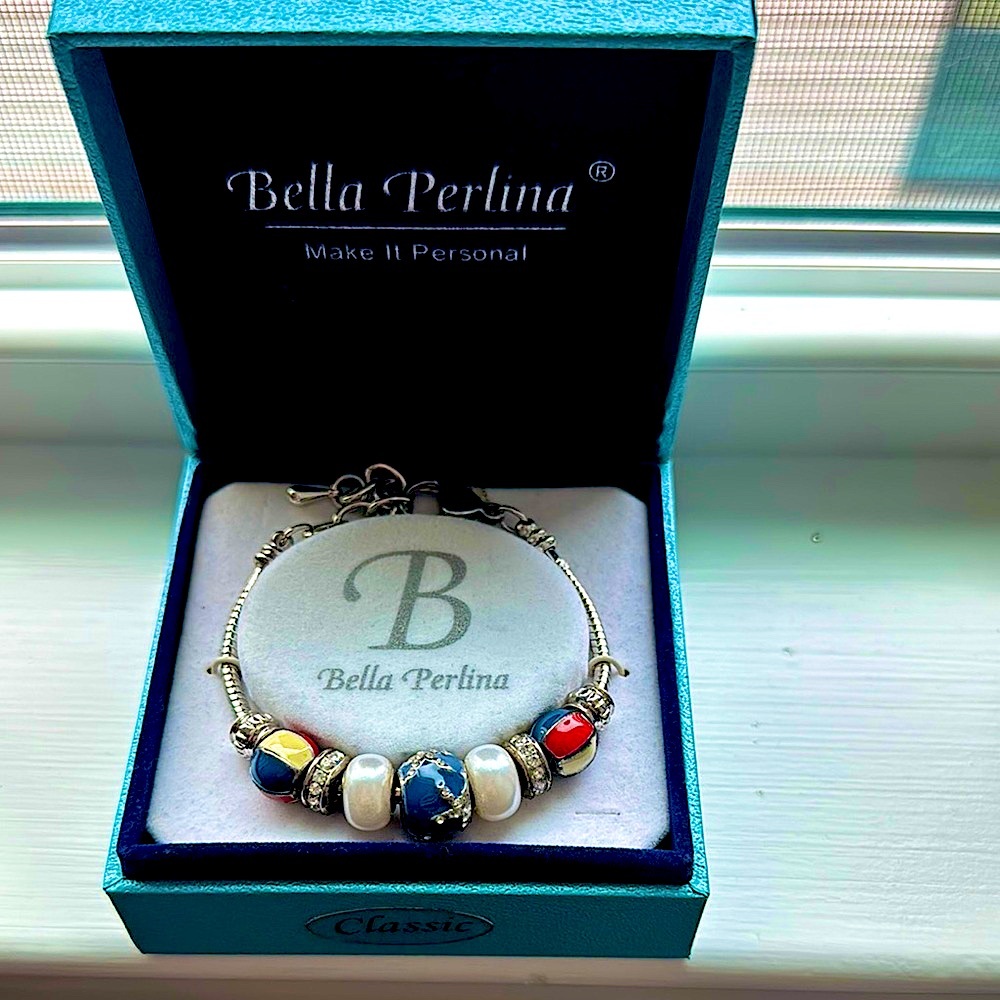 Bella Perlina Silver and Blue Charm Bracelet